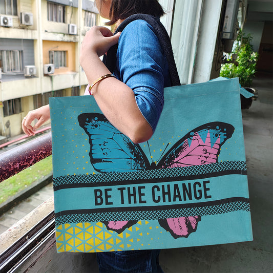 EMPOWER & EVOLVE: BE THE CHANGE BUTTERFLY TOTE WITH ZIPPER