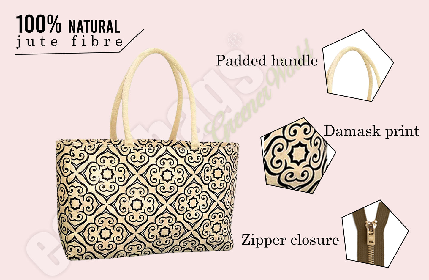 VINTAGE-INSPIRED DAMASK JUCO BAG