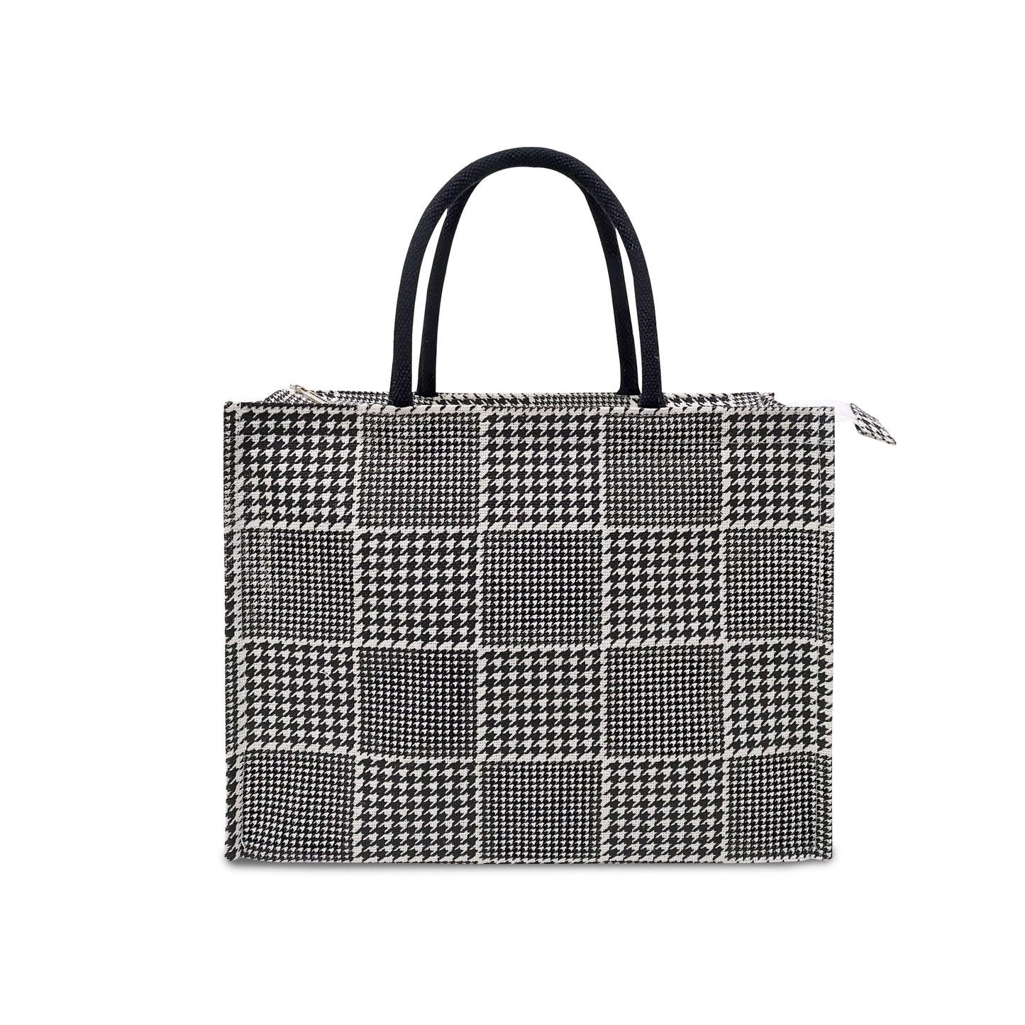 GEOMETRIC HOUNDSTOOTH STRIPESWITH ZIPPER AND OPEN POCKET INSIDE