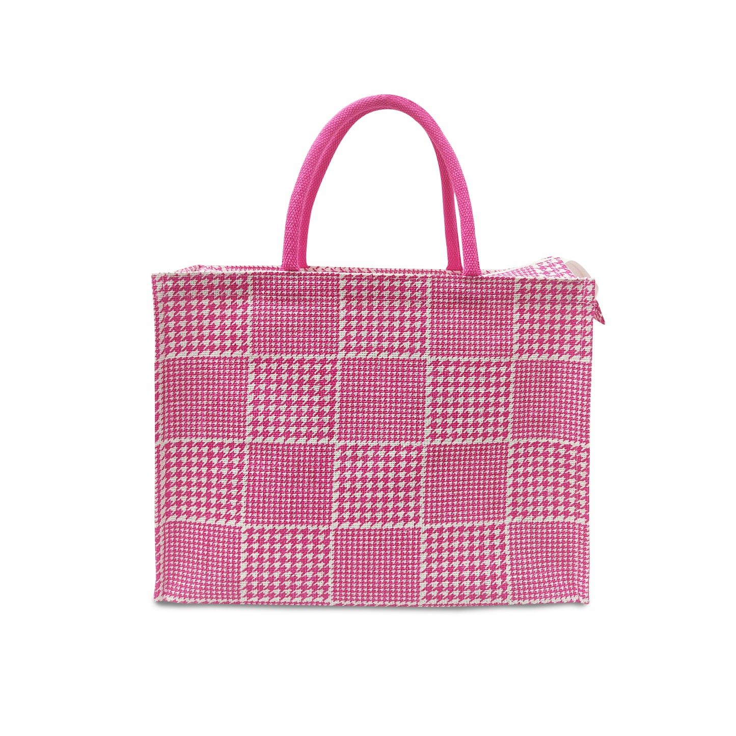 GEOMETRIC HOUNDSTOOTH STRIPESWITH ZIPPER AND OPEN POCKET INSIDE