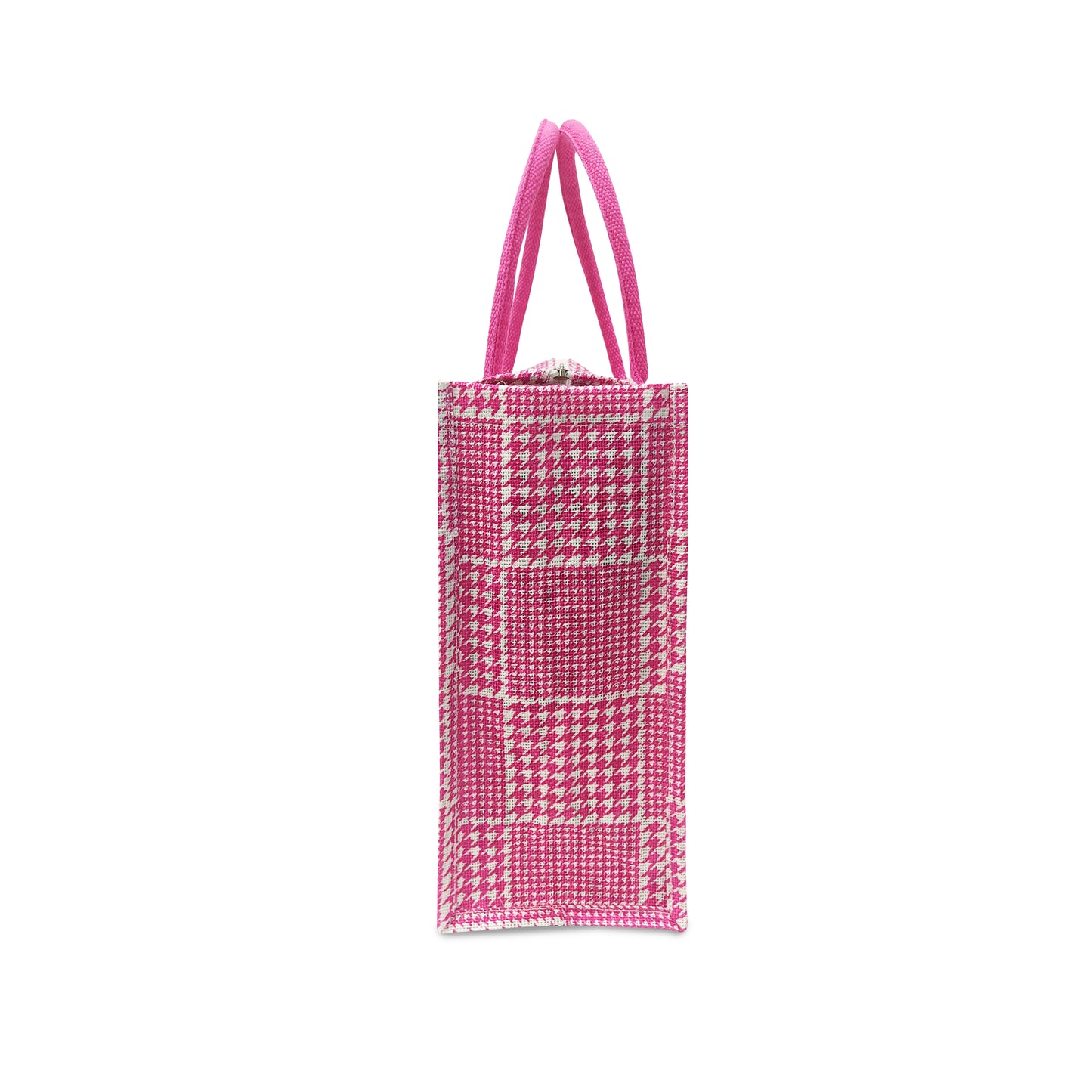 GEOMETRIC HOUNDSTOOTH STRIPESWITH ZIPPER AND OPEN POCKET INSIDE