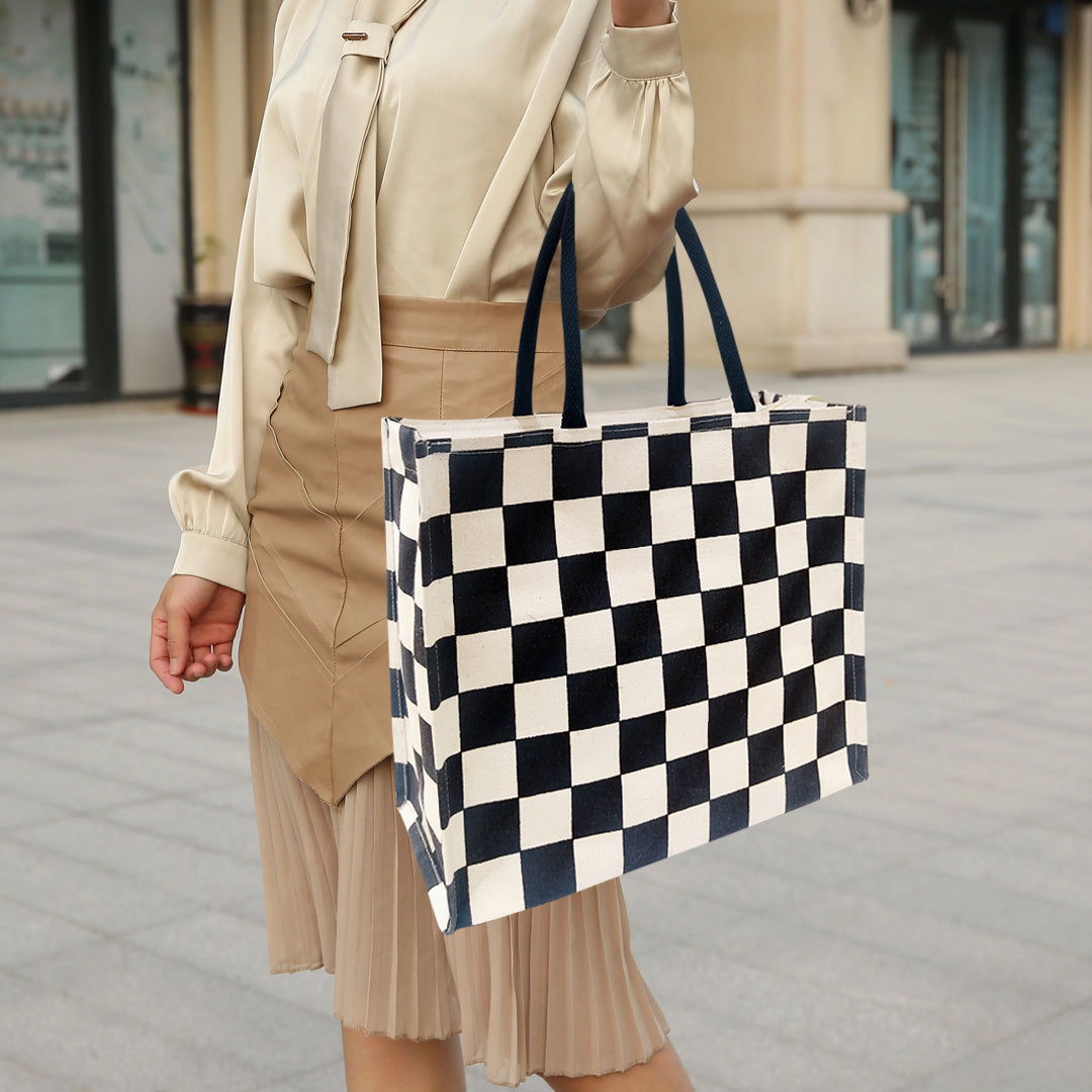 CLASSIC CHECKS CANVAS TOTE BAG