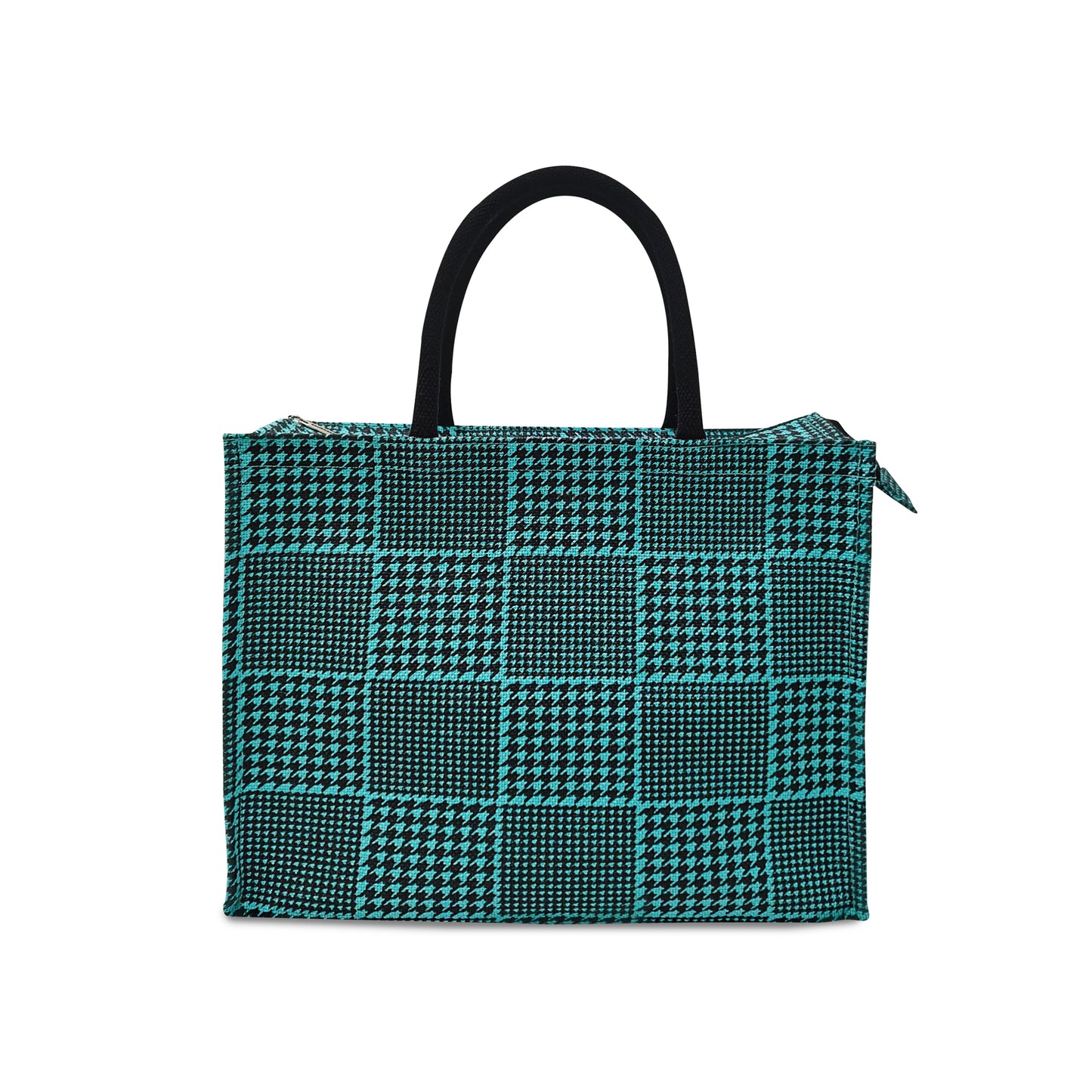 GEOMETRIC HOUNDSTOOTH STRIPESWITH ZIPPER AND OPEN POCKET INSIDE