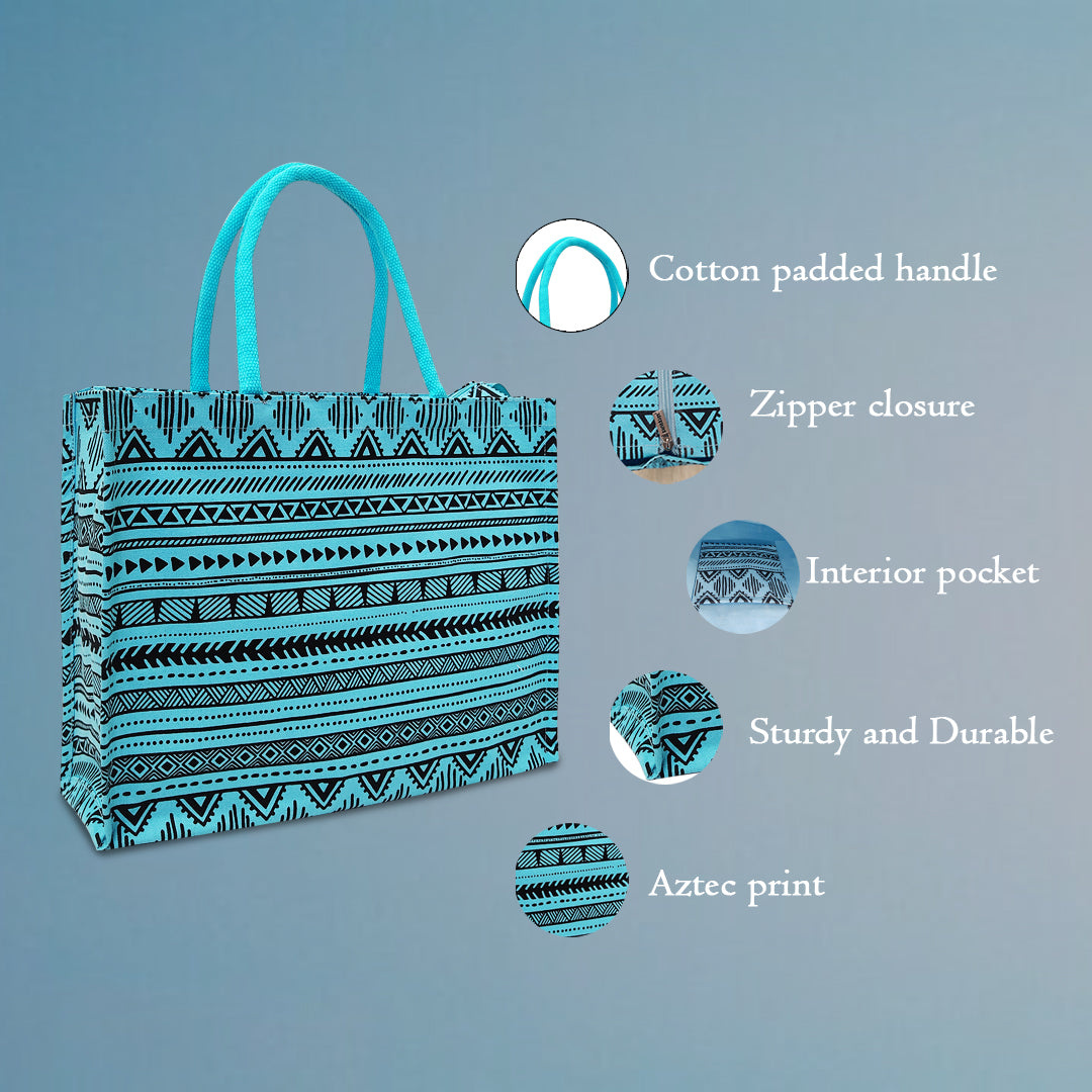 GEOMETRIC PRINT BAG WITH ZIPPER
