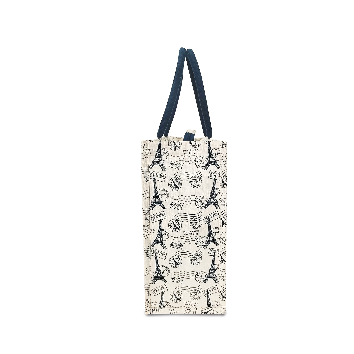 VINTAGE PARIS PRINT CANVAS BAG WITH ZIPPER