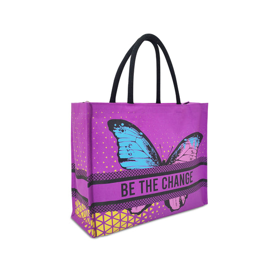 EMPOWER & EVOLVE: BE THE CHANGE BUTTERFLY TOTE WITH ZIPPER
