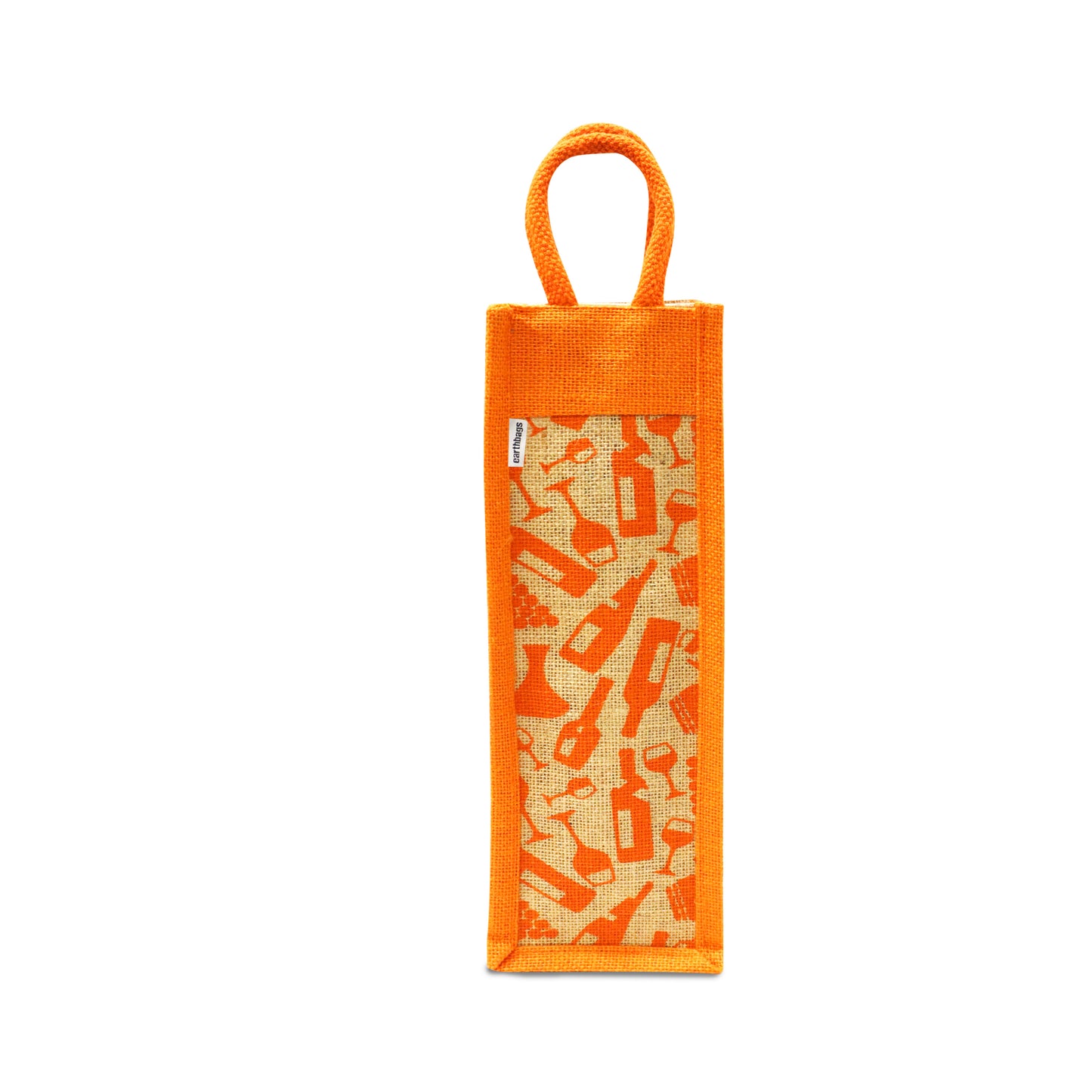 EARTHBAGS PRINTED BOTTLE BAG IN BLACK AND ORANGE – PACK OF 2