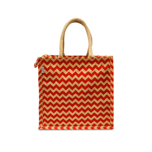 EARTHBAGS PRINTED JUTE LUNCH BAG WITH ZIPPER