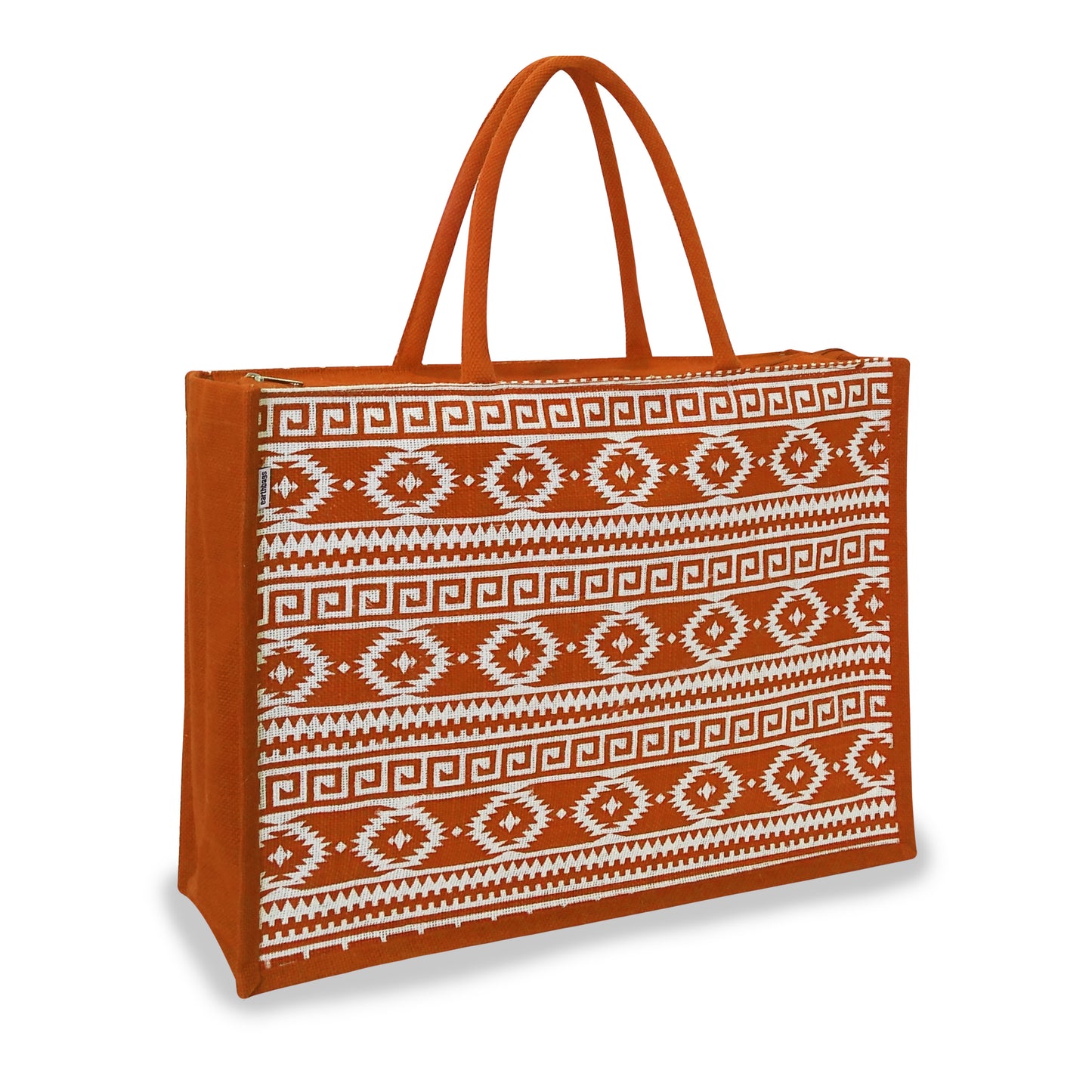 EARTHBAGS PRINTED JUTE SHOPPER WITH ZIPPER