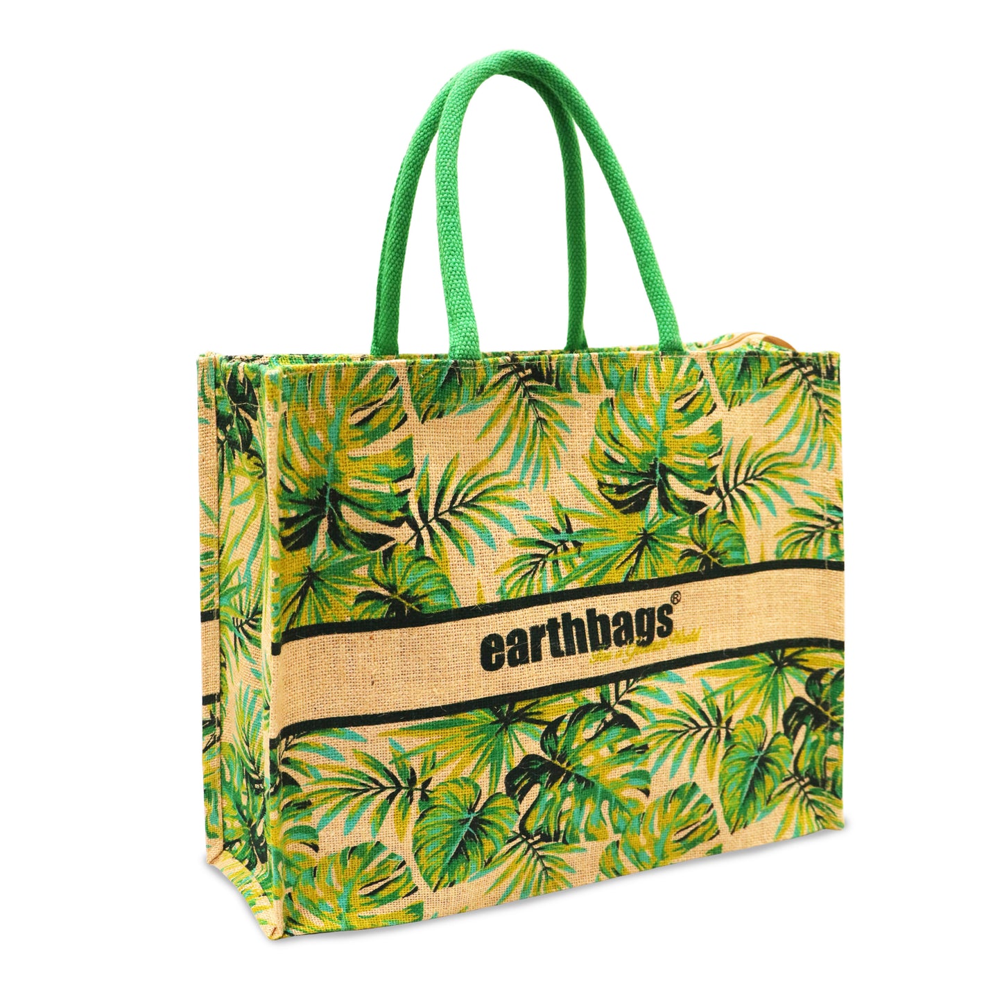 TROPICAL ELEGANCE- PALM LEAVES JUTE BAG WITH ZIPPER