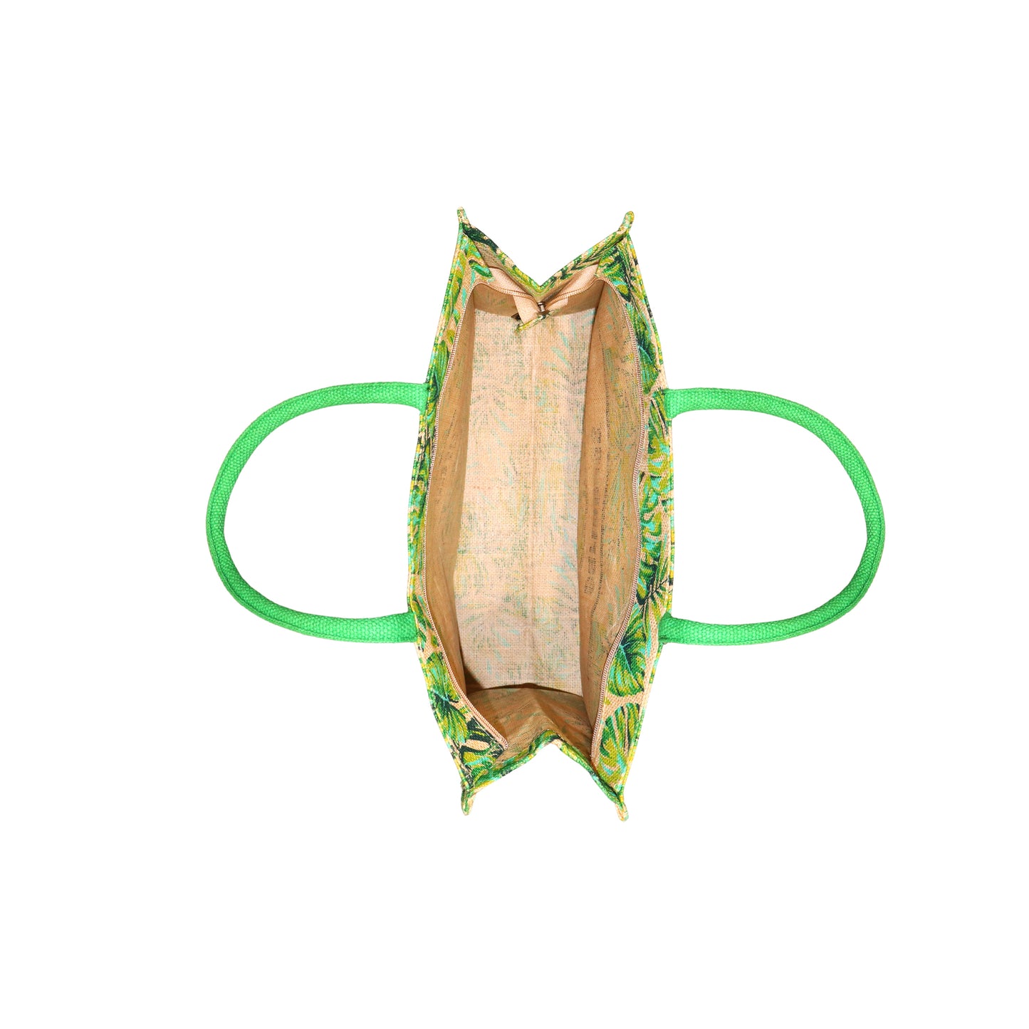 TROPICAL ELEGANCE- PALM LEAVES JUTE BAG WITH ZIPPER