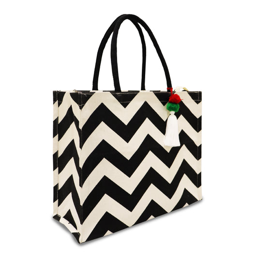 BOLD & BREEZY: CHEVRON CANVAS CARRYALL