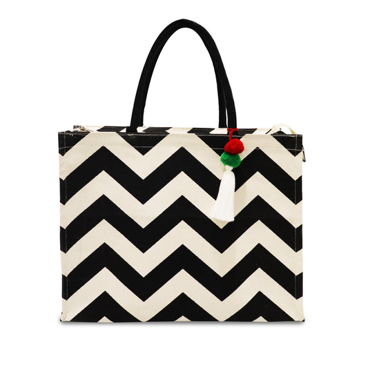 BOLD & BREEZY: CHEVRON CANVAS CARRYALL
