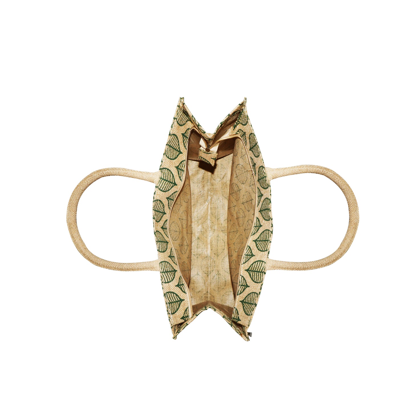 LEAVES STYLE: VERDANT JUTE BAG WITH ZIPPER