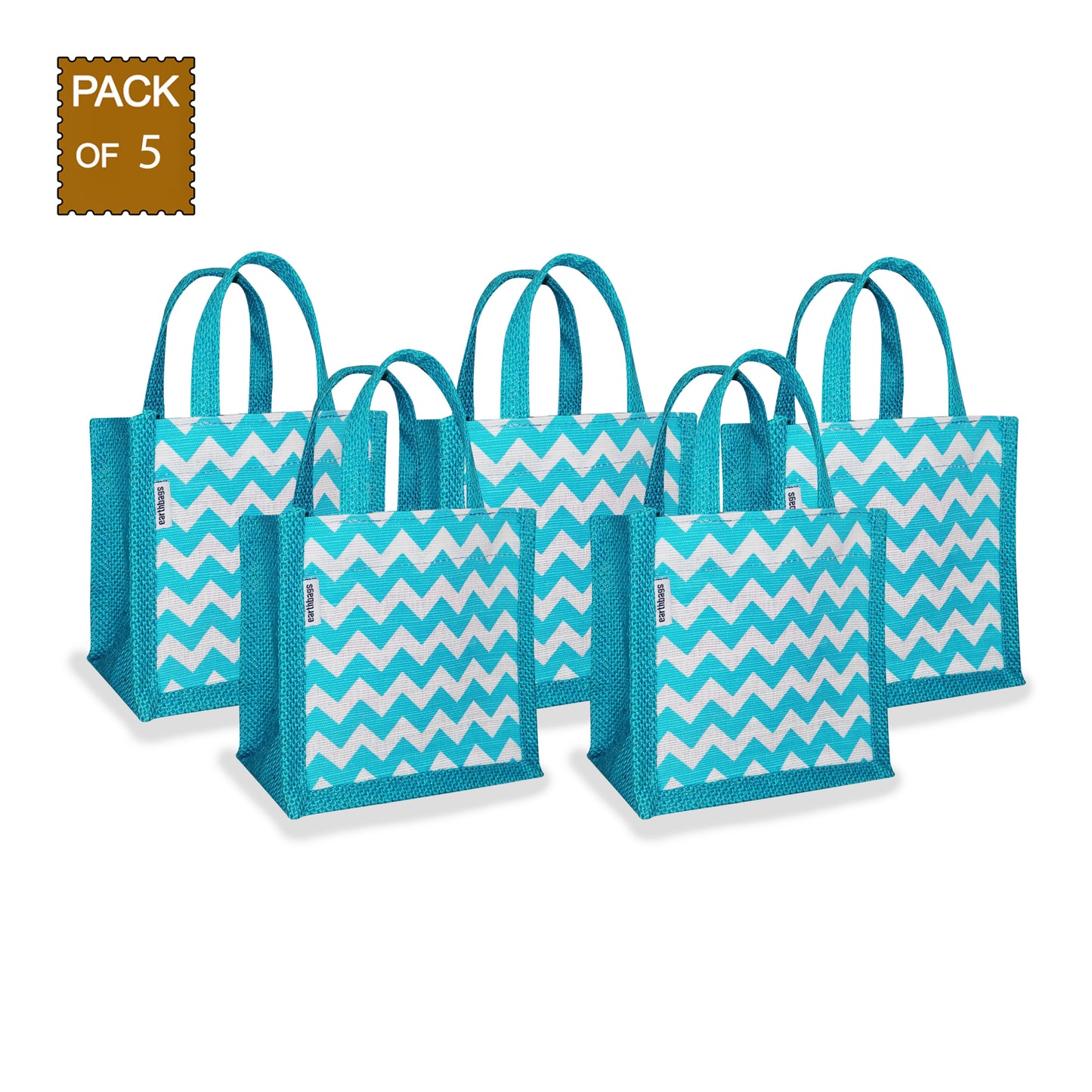 EARTHBAGS PRINTED CUTE JUTE GIFT BAG - PACK OF 5