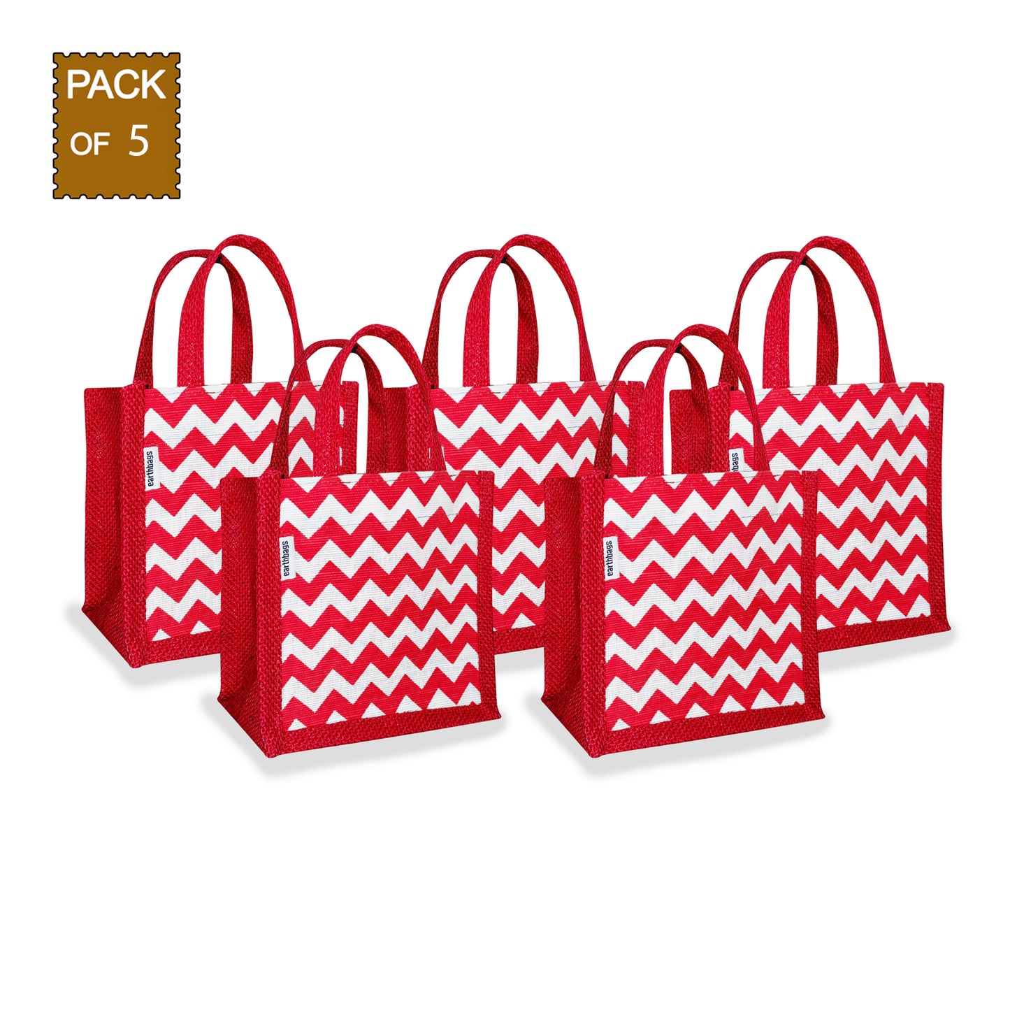 EARTHBAGS PRINTED CUTE JUTE GIFT BAG - PACK OF 5