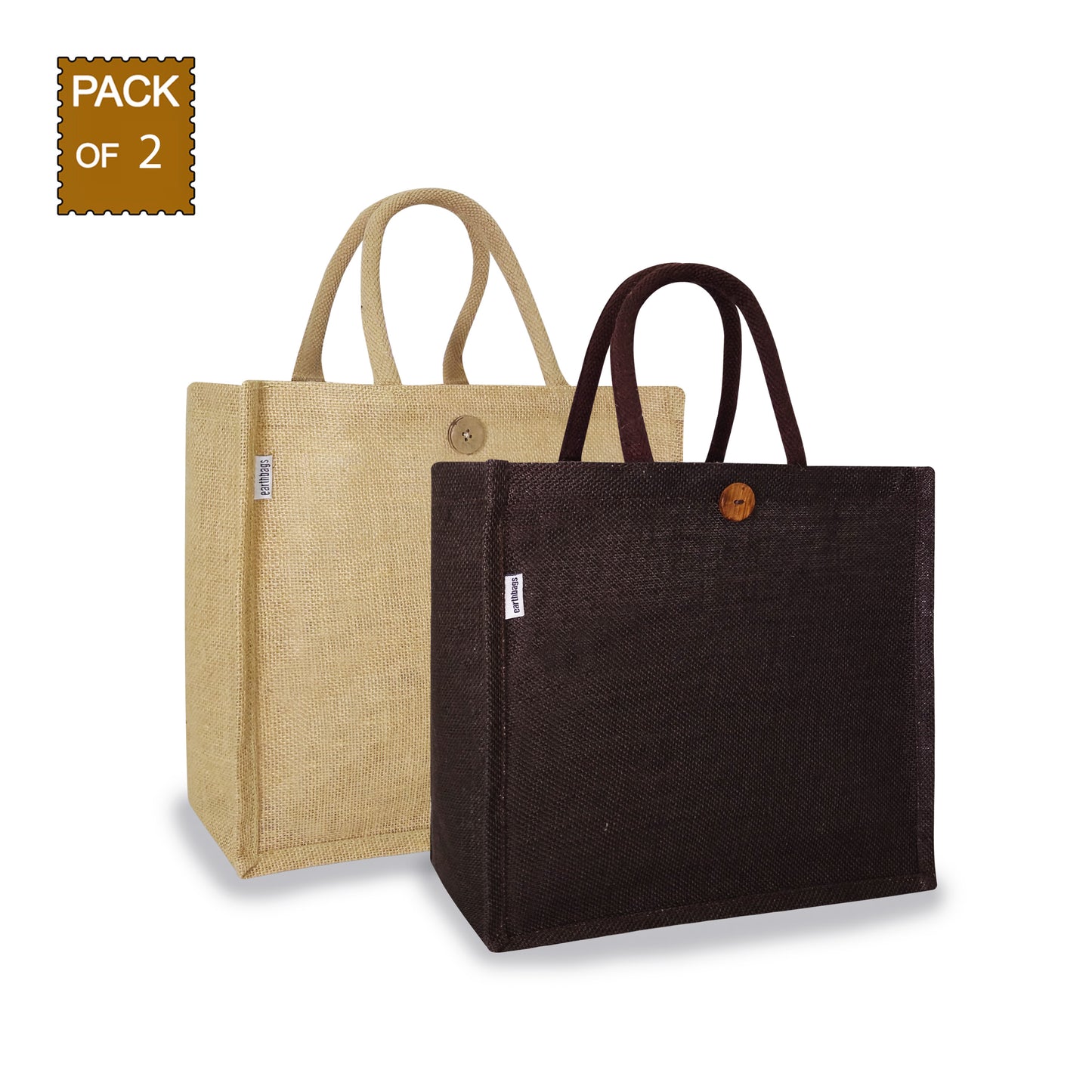 CLASSIC SOLID COLOUR JUTE BAG (Pack of 2)