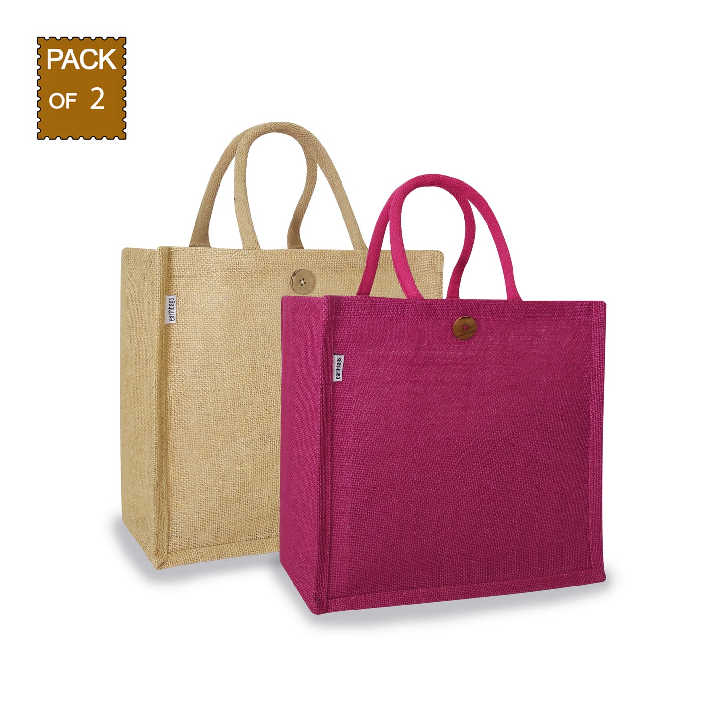 CLASSIC SOLID COLOUR JUTE BAG (Pack of 2)