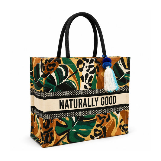 Naturally Good Tropical Print Cotton Canvas Shopper Bag with Padded Handles