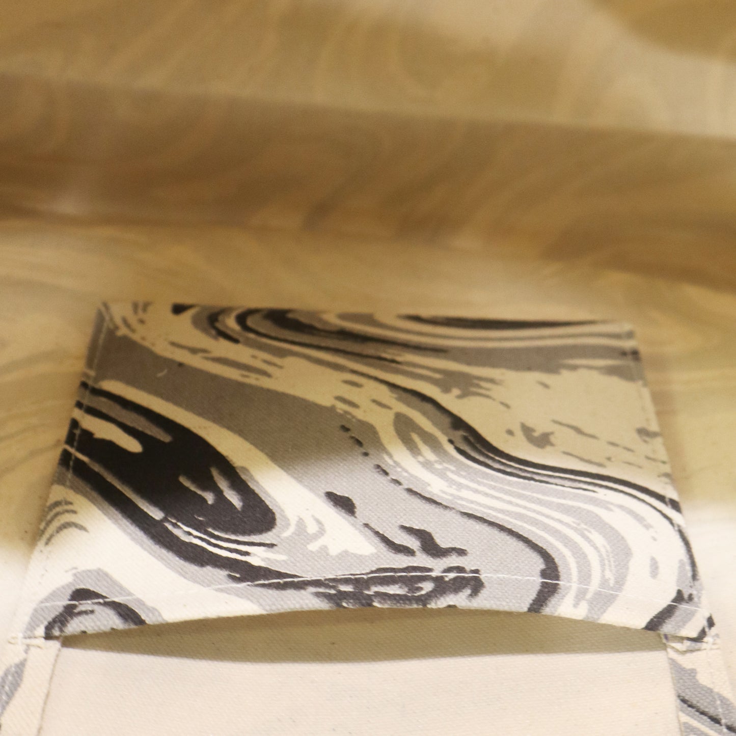 Marble Swirl Print Cotton Canvas Shopper Bag with Padded Handles & Tassel