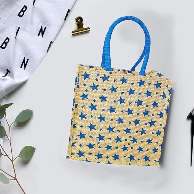 CHIC STAR PATTERNED JUTE BAG