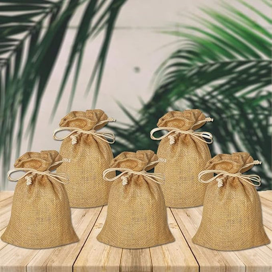 SUSTAINABLE NATURAL JUTE POTLI (Pack of 5)