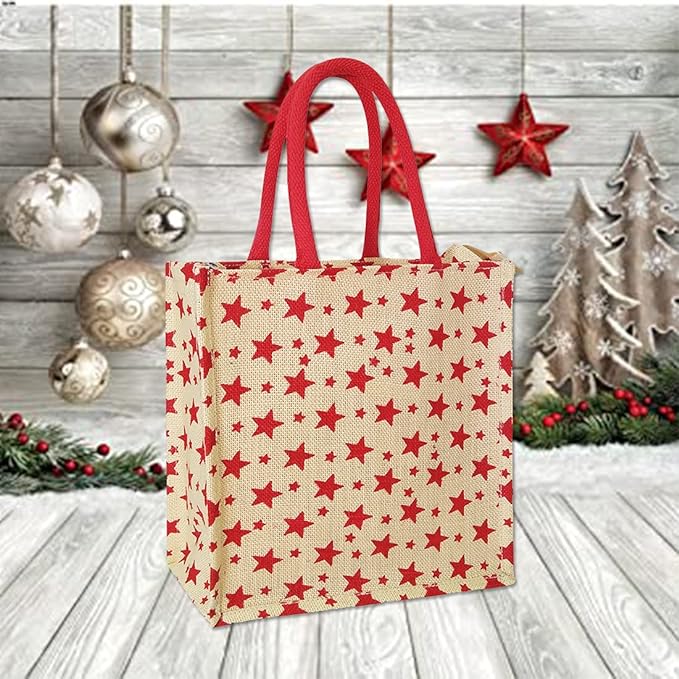CHIC STAR PATTERNED JUTE BAG