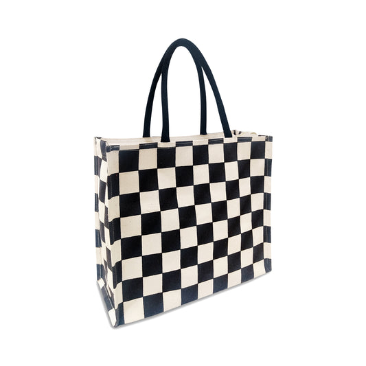 CLASSIC CHECKS CANVAS TOTE BAG