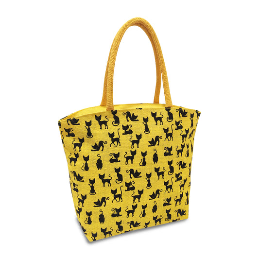 ADORABLE CAT DESIGNS JUTE BAG
