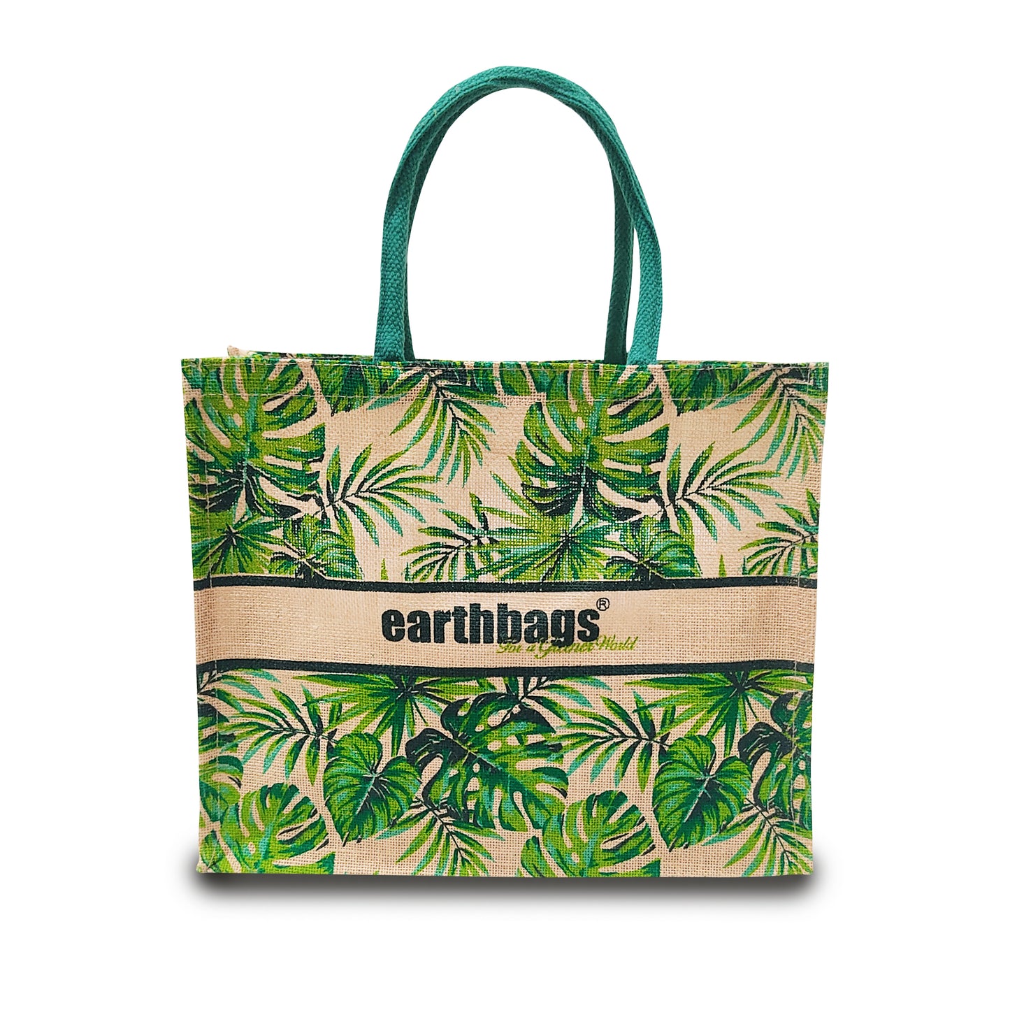 TROPICAL ELEGANCE- PALM LEAVES JUTE BAG