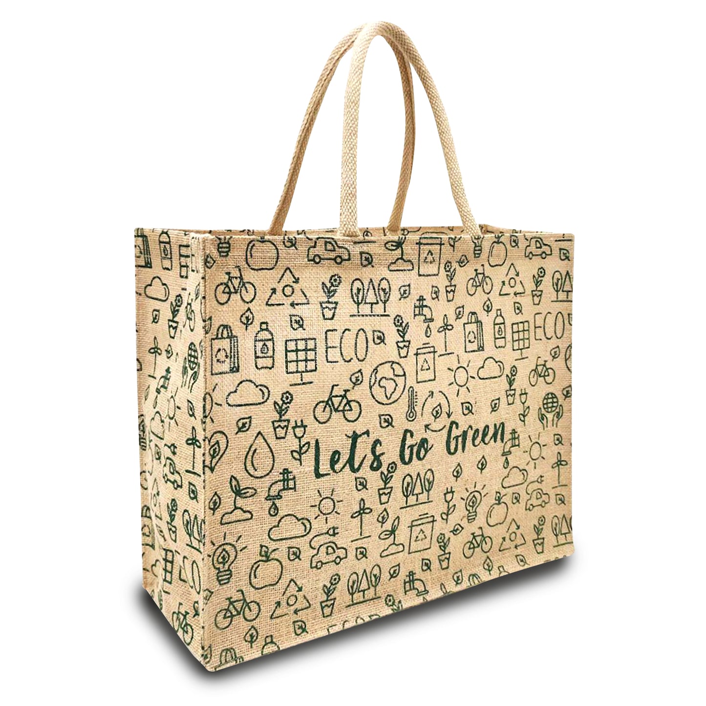 LETS GO GREEN JUTE BAG