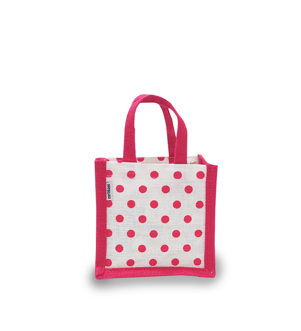 EARTHBAGS POLKA DOT CUTE JUTE GIFT BAG - PACK OF 4