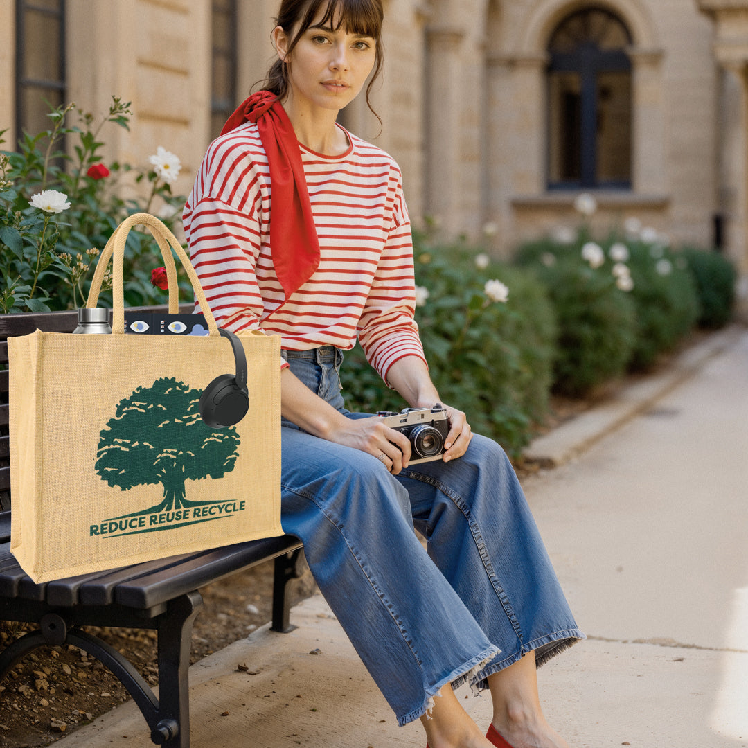 NATURE’S EMBRACE JUTE SHOPPER BAG WITH ZIPPER