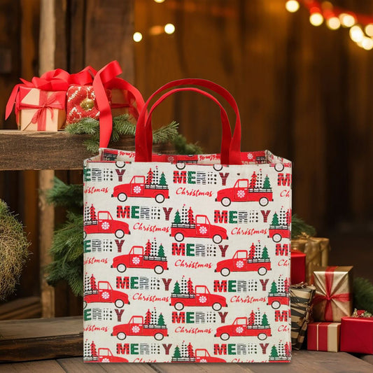 FESTIVE CHRISTMAS TOTE BAG – RED TRUCK - PACK OF 2