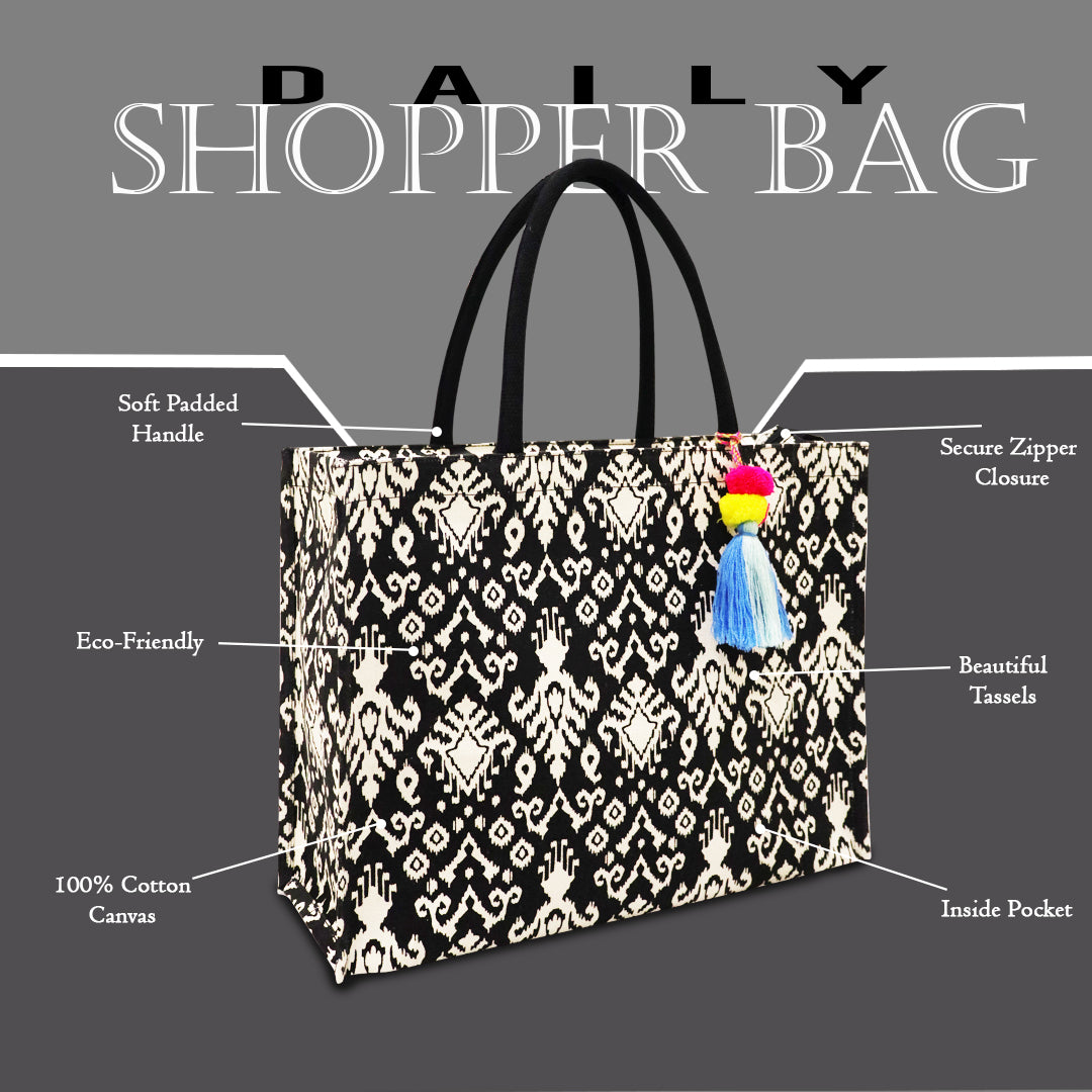ORNATE NOIR SHOPPING BAG ELEGANCE IN EVERY DETAIL.