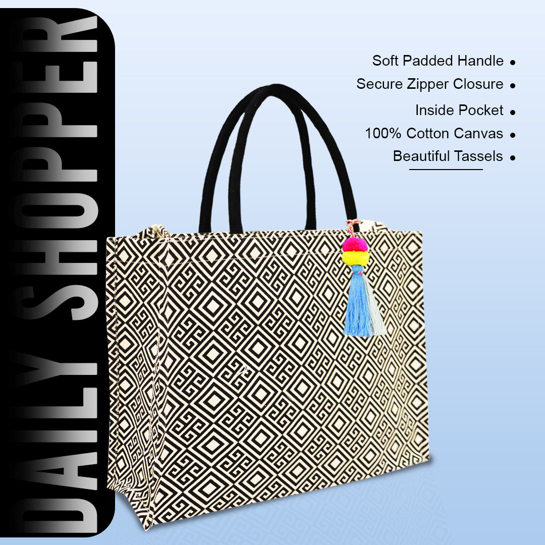 METRO GRID CANVAS BAG : BOLD GEOMETRY. EVERYDAY FUNCTION.