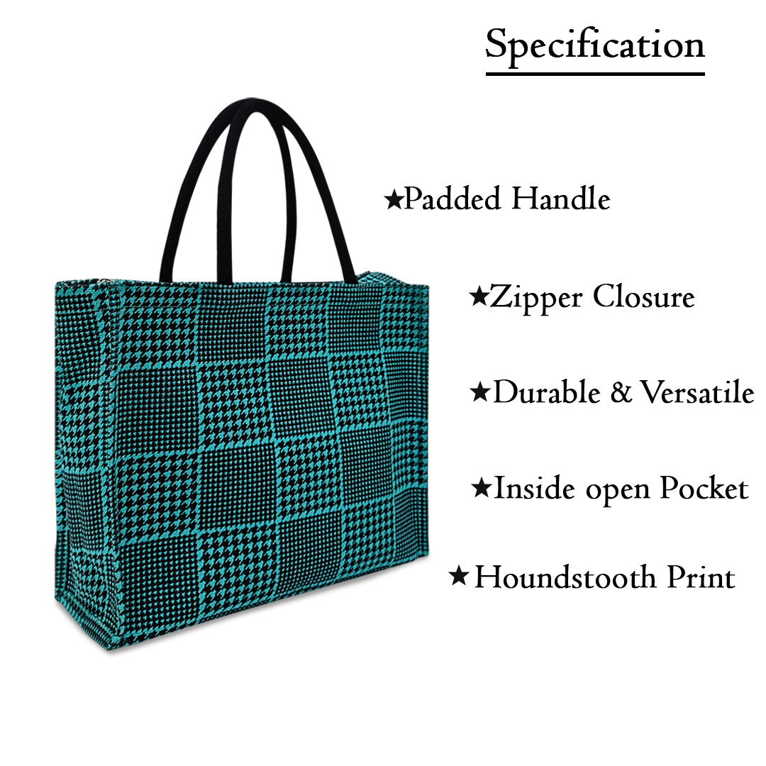 GEOMETRIC HOUNDSTOOTH STRIPESWITH ZIPPER AND OPEN POCKET INSIDE