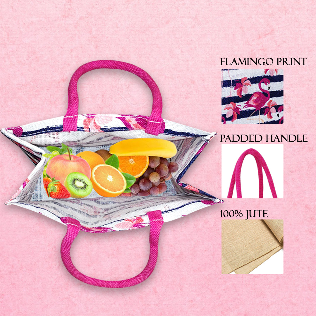 TROPICAL FLAMINGO JUTE BAG