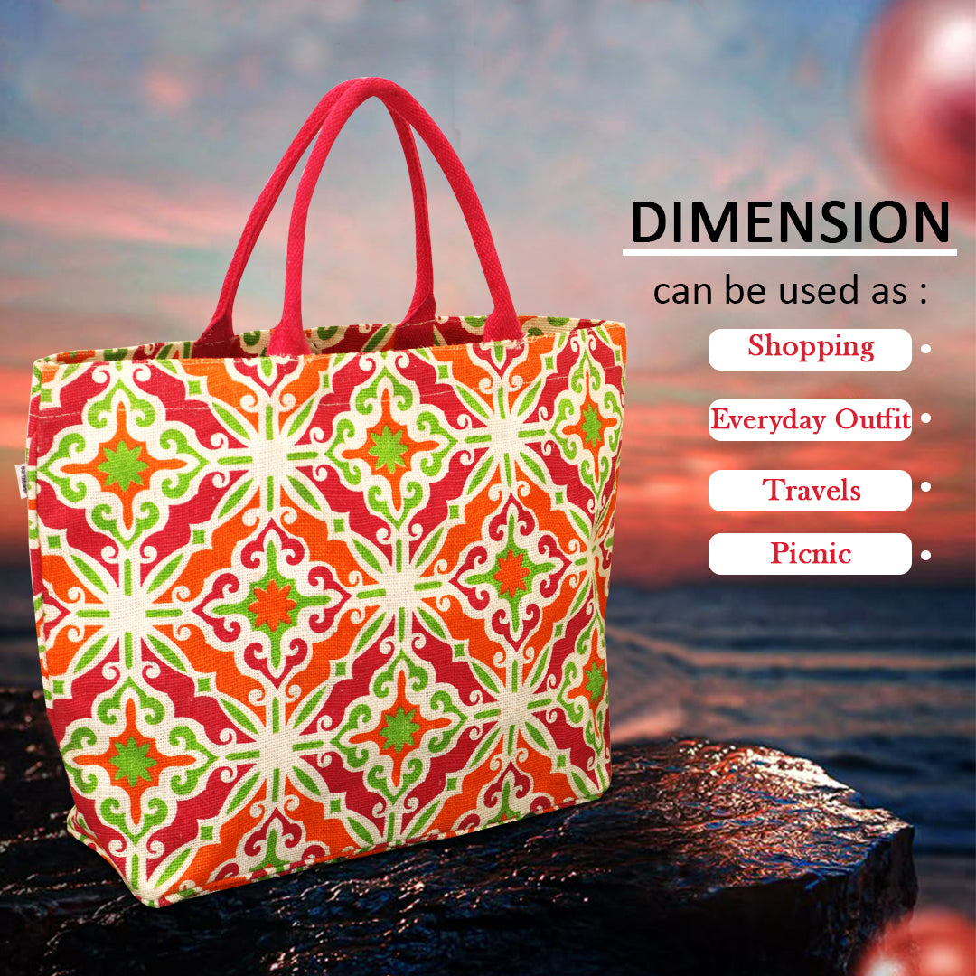 EARTHBAGS FLORAL VIBE JUTE TOTE BAG