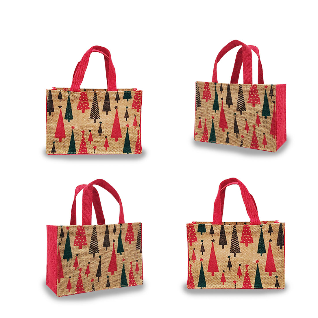 EARTHBAGS CHRISTMAS CUTE JUTE GIFT BAGS PACK OF 4