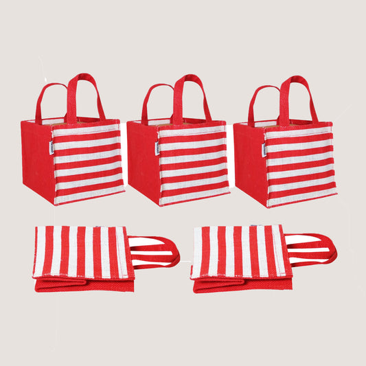 EARTHBAGS STRIPED CUTE JUTES GIFT BAG - PACK OF 5
