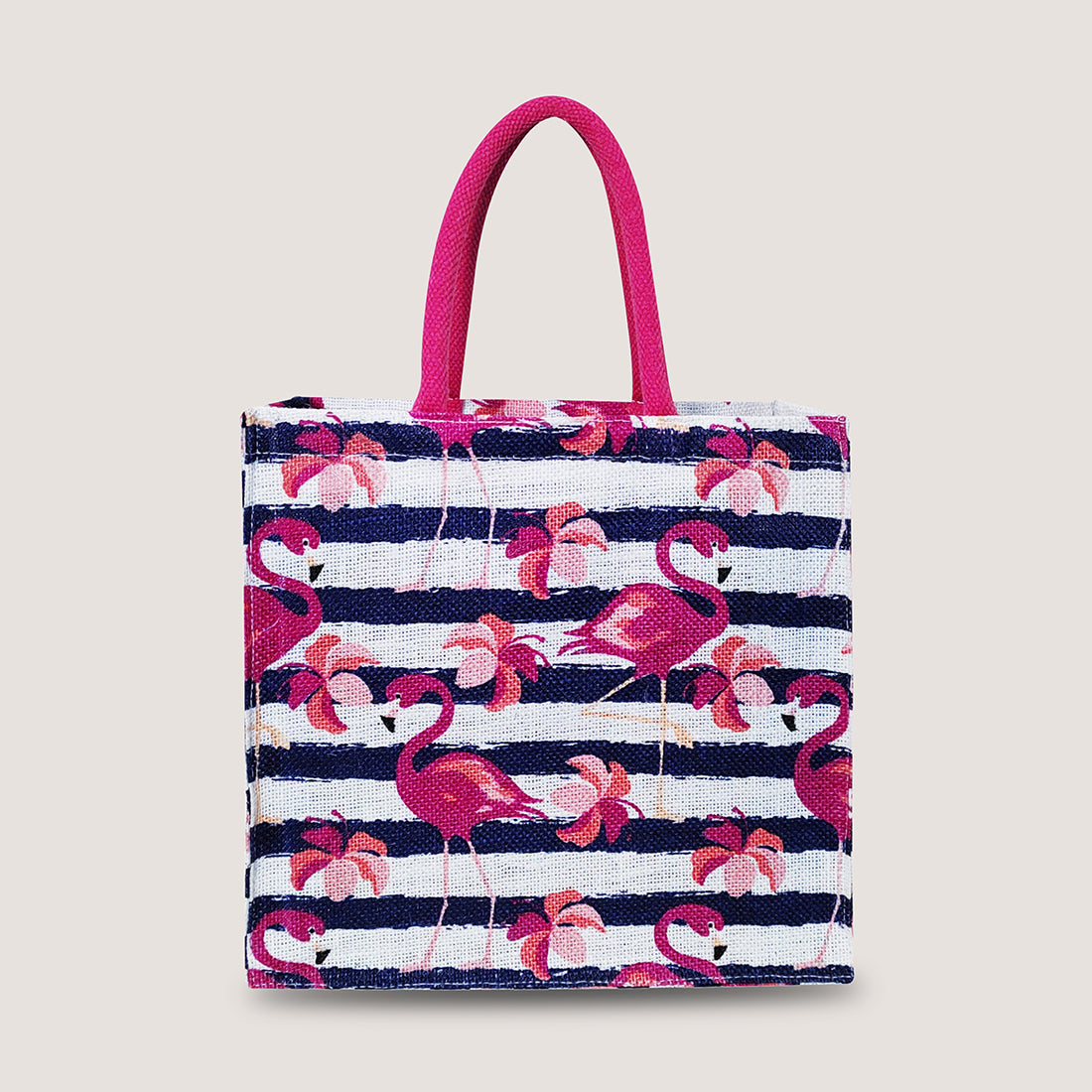 EARTHBAGS FLAMINGO PRINTED LUNCH BAG WITH PADDED HANDLES