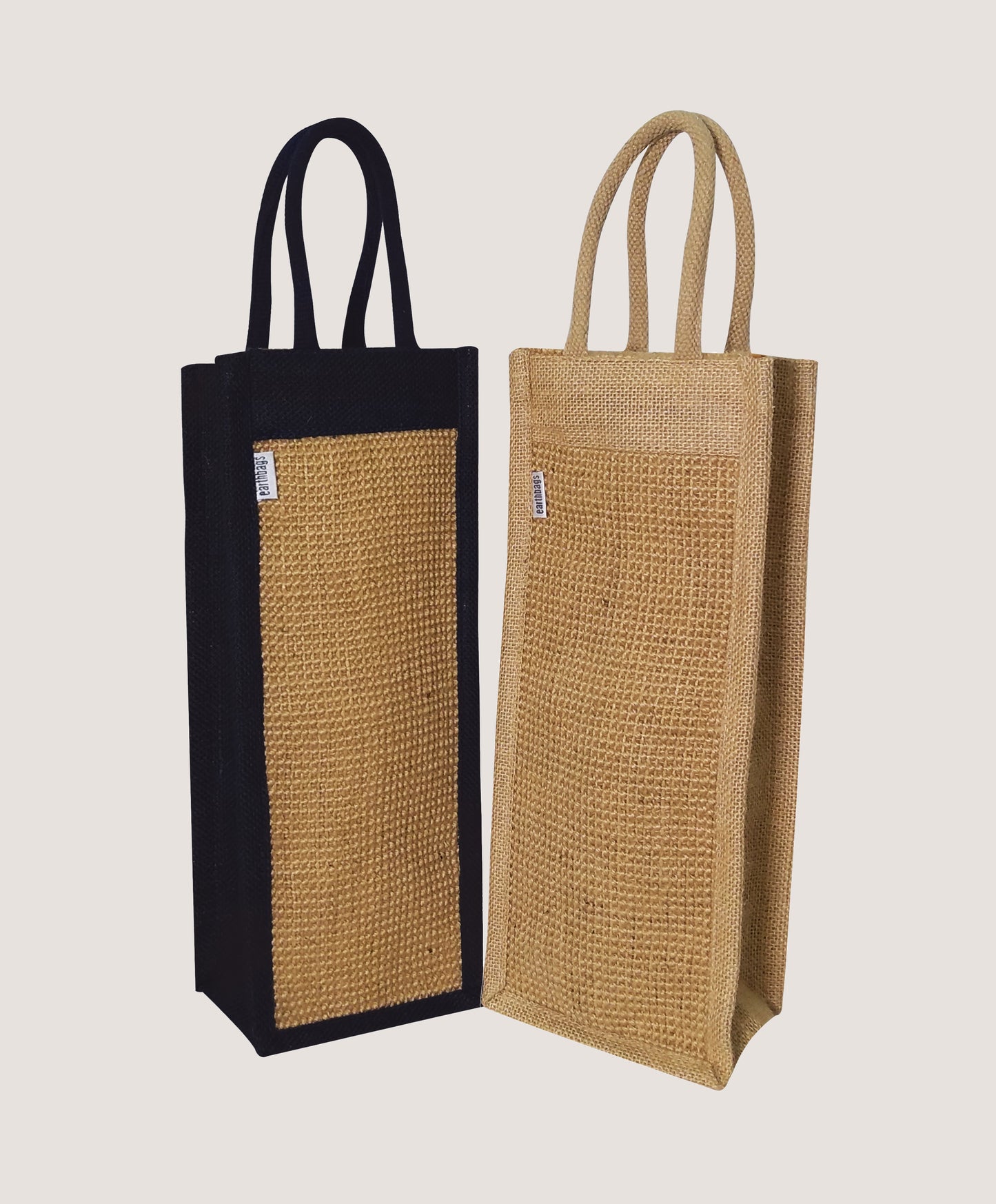 EARTHBAGS CLASSIC BOTTLE BAGS IN NAVY BLUE AND BEIGE - PACK OF 2