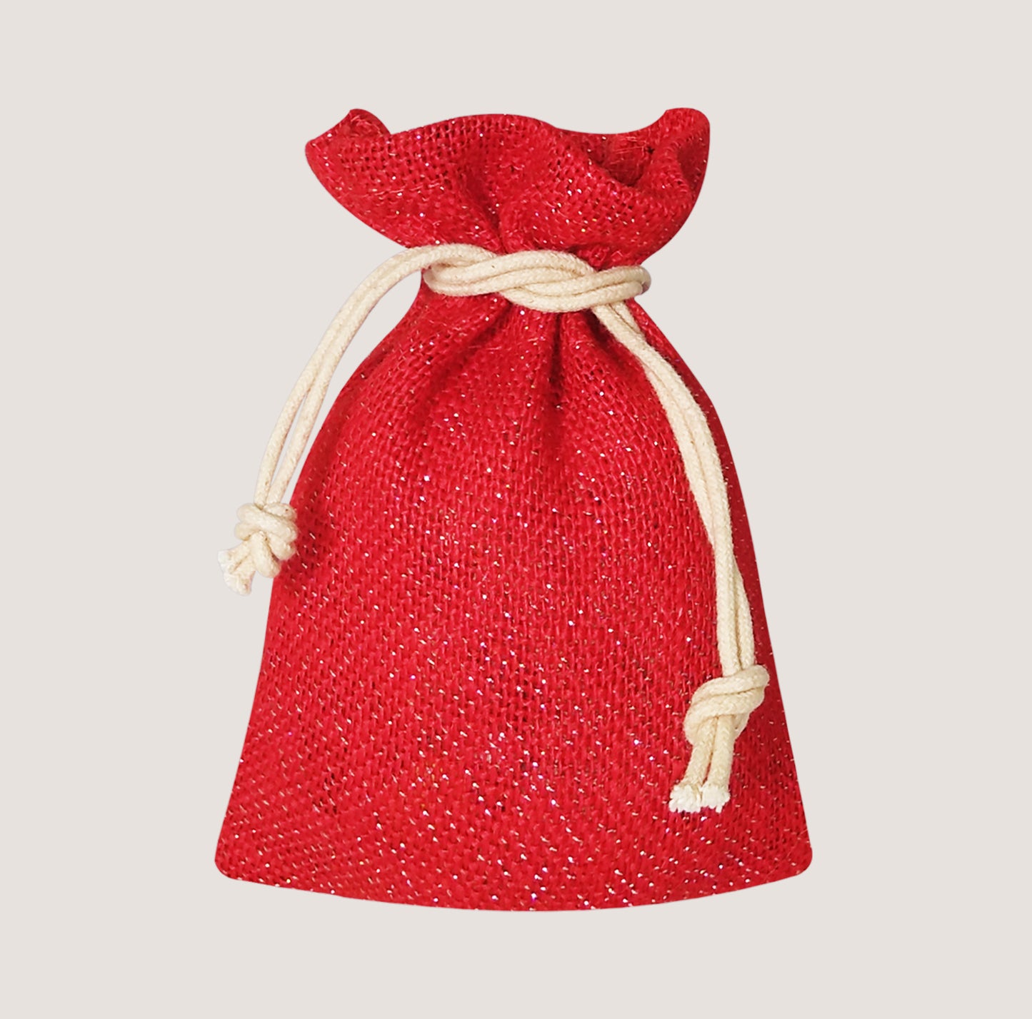 EARTHBAGS VIBRANT JUTE POTLI IN RED COLOR WITH DRAWSTRING - PACK OF 5(7″ x 5″)