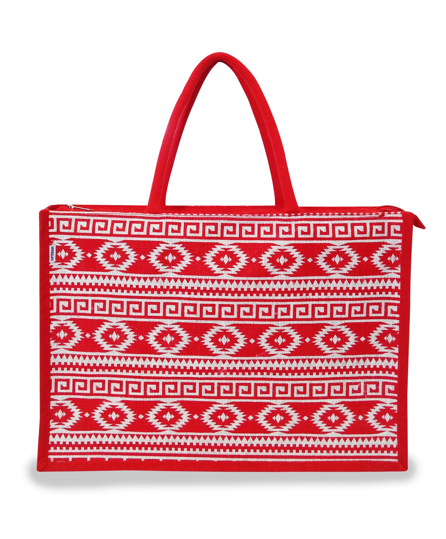EARTHBAGS PRINTED JUTE SHOPPER WITH ZIPPER