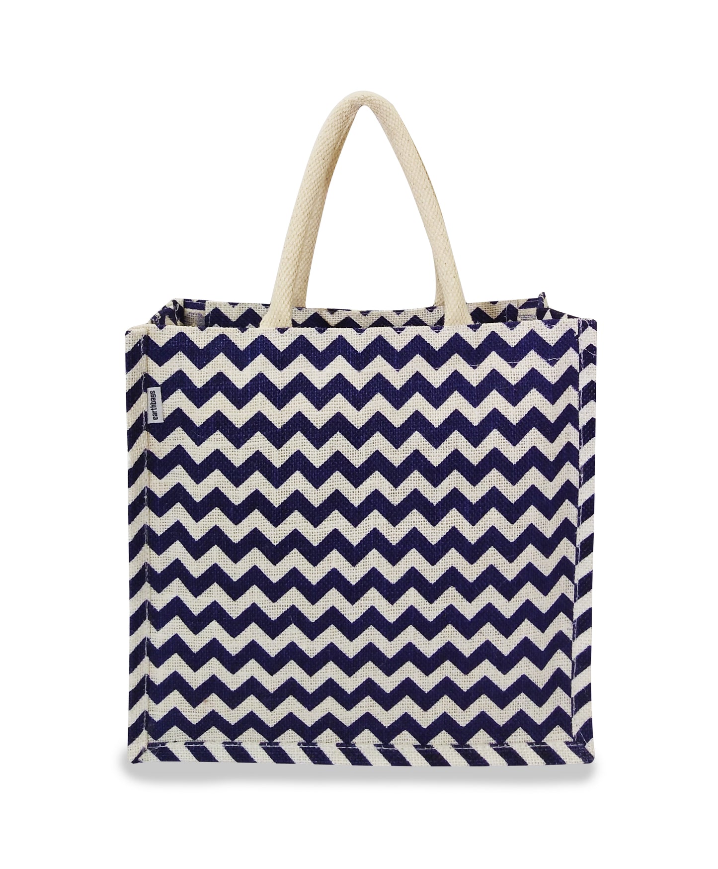 CHEVRON PRINT JUTE BAG