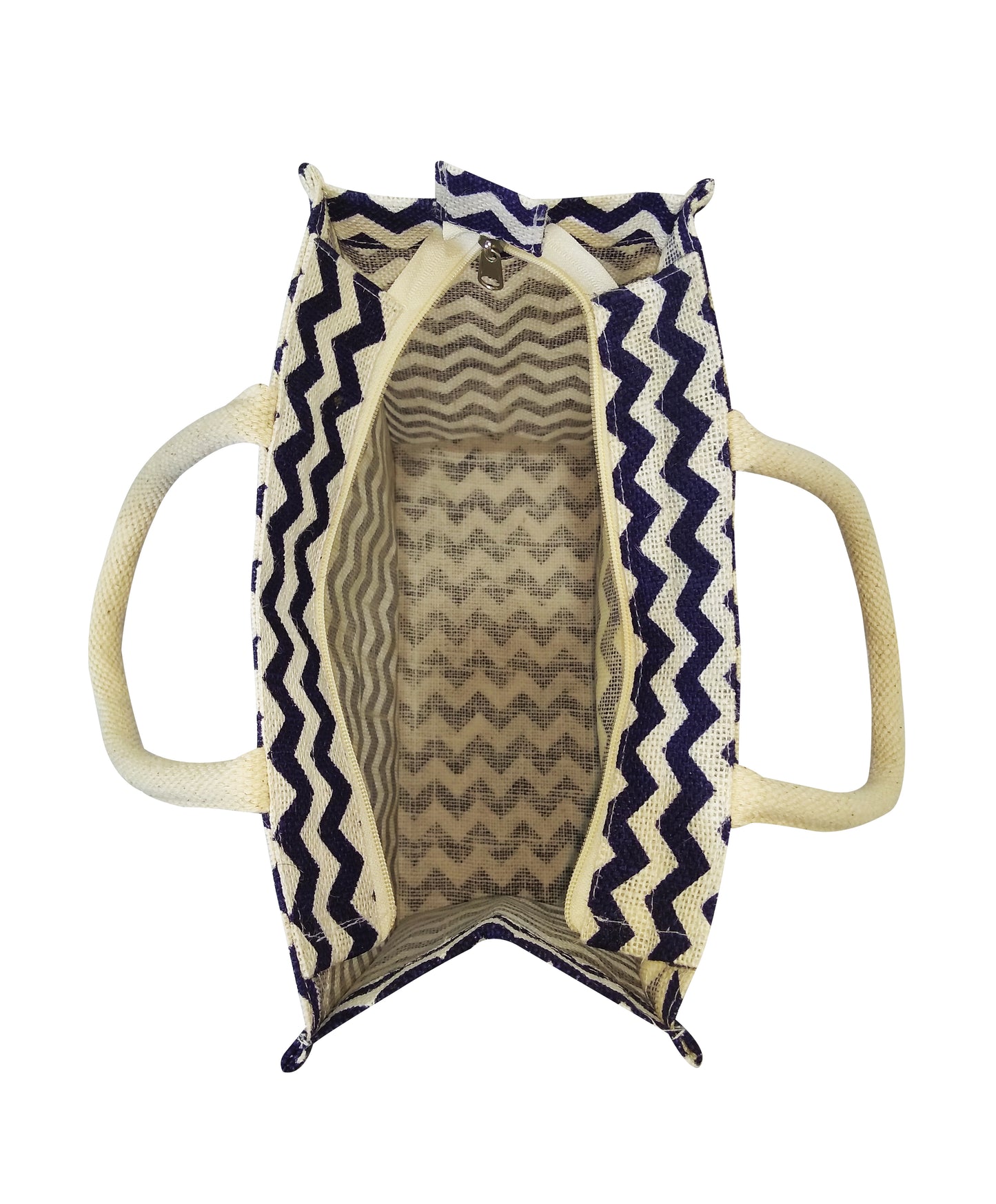 CHEVRON PRINT JUTE BAG