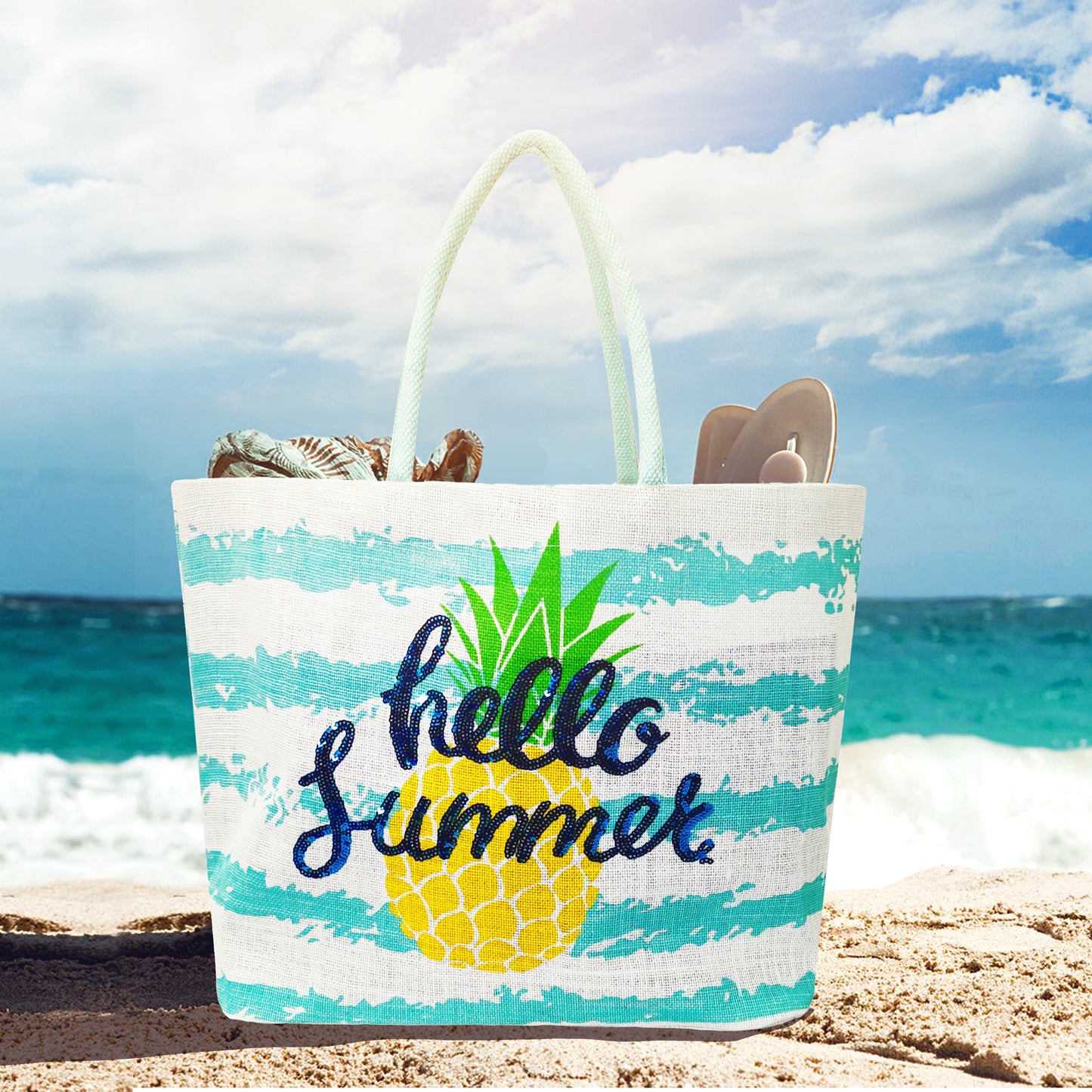 CHIC SEQUIN EMBROIDERY TOTE BAG
