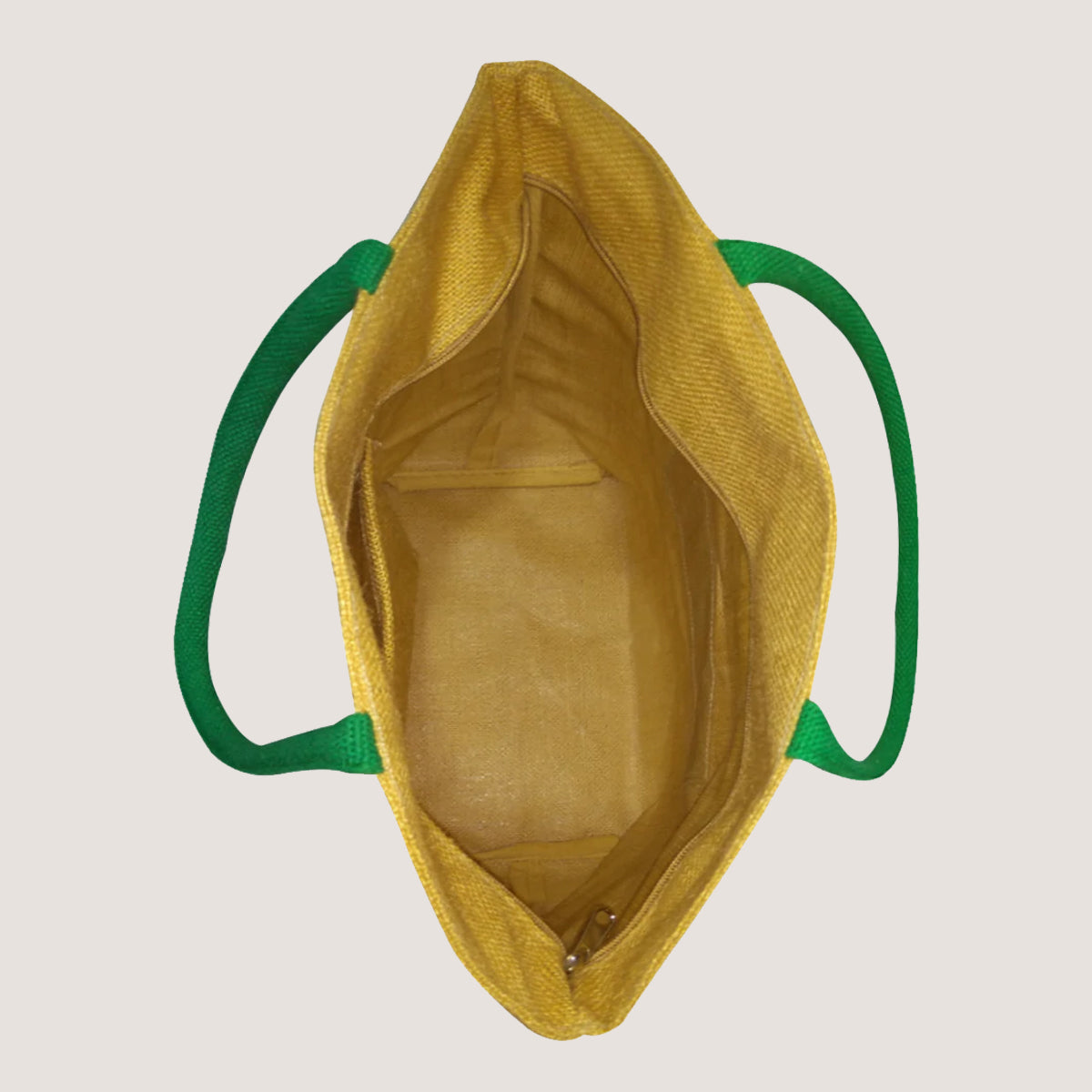 EARTHBAGS GOOD VIBES ONLY JUTE TOTE BAG WITH ZIPPER AND POCKET