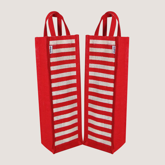 EARTHBAGS STRIPED BOTTLE BAG IN RED AND WHITE - PACK OF 2